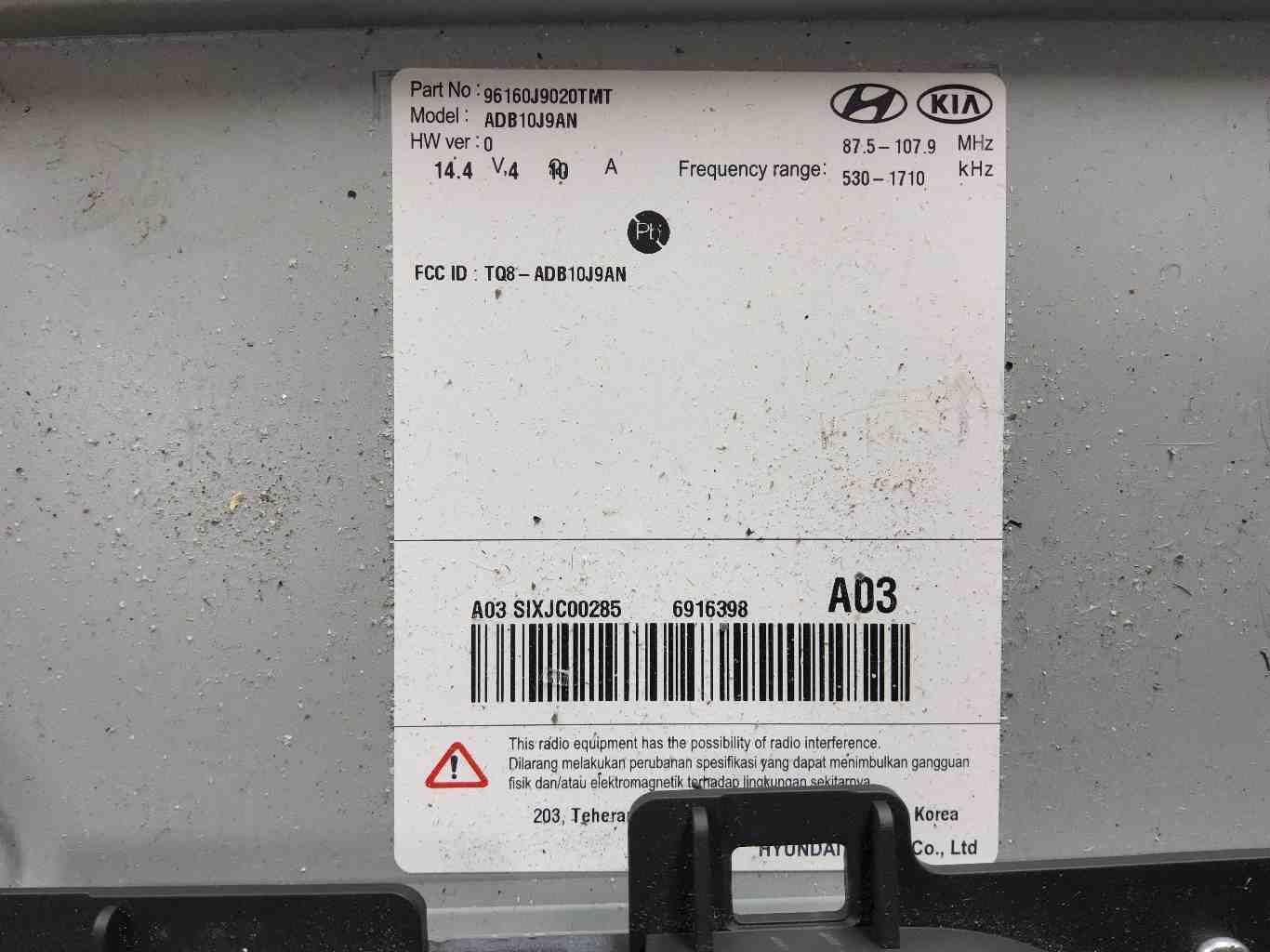 96160j9020tmt Audio & Visual Equip.(radio) HYUNDAI KONA 18 19 20 21