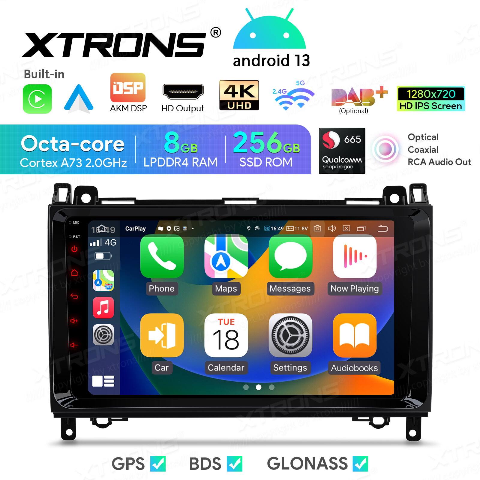 9 inch QLED Android 13 8+256GB Car Stereo Radio GPS Nav 4K For Benz B-W245 W169