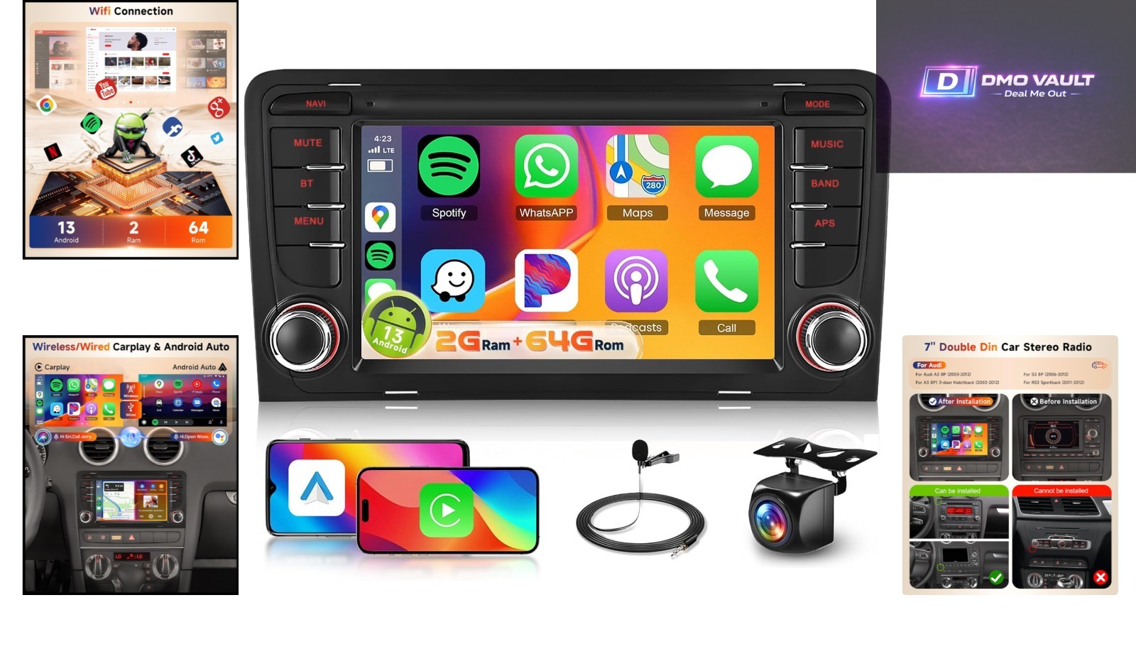 Audi Car Stereo with 7-Inch HD IPS Display | Wireless CarPlay & Android Auto