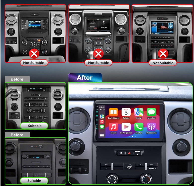9 Inch,Android 13 (4Ram 64Rom) 5GWiFi Car Radio Stereo Replacement for Ford F150