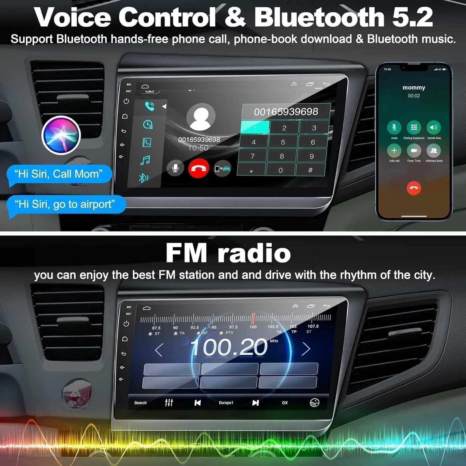9″ Car Radio For Honda Civic 2012-2015 Wireless CarPlay Android Auto 4GB+64GB