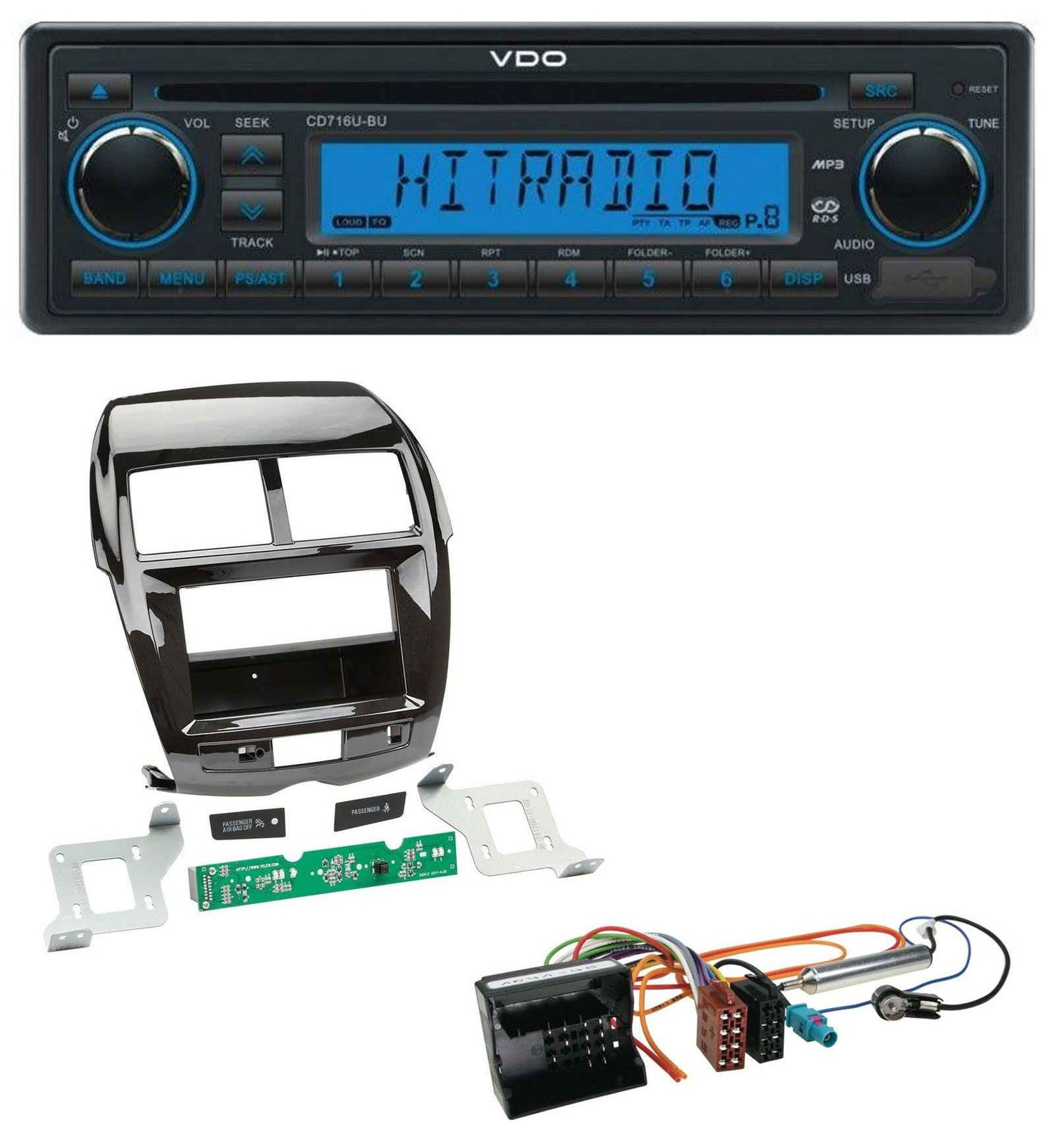VDO AUX MP3 1DIN CD USB Car Stereo for Citroen C4 Aircross Mitsubishi ASX Peugeot