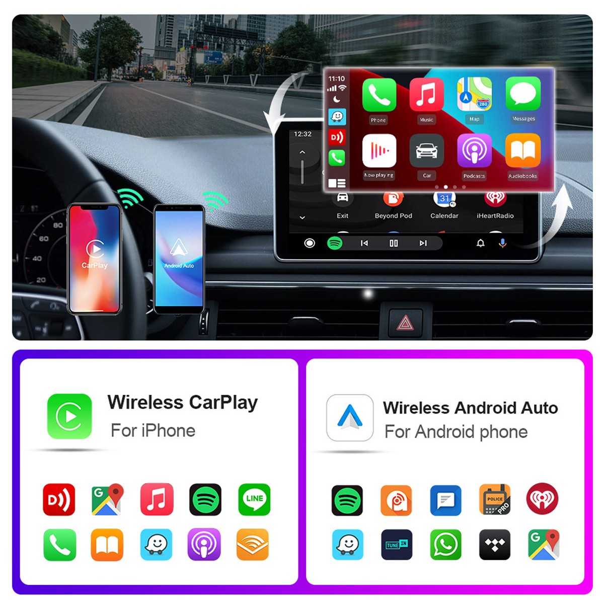 Wireless CarPlay Adapter Convert Wired to Wireless for OEM Cars USB