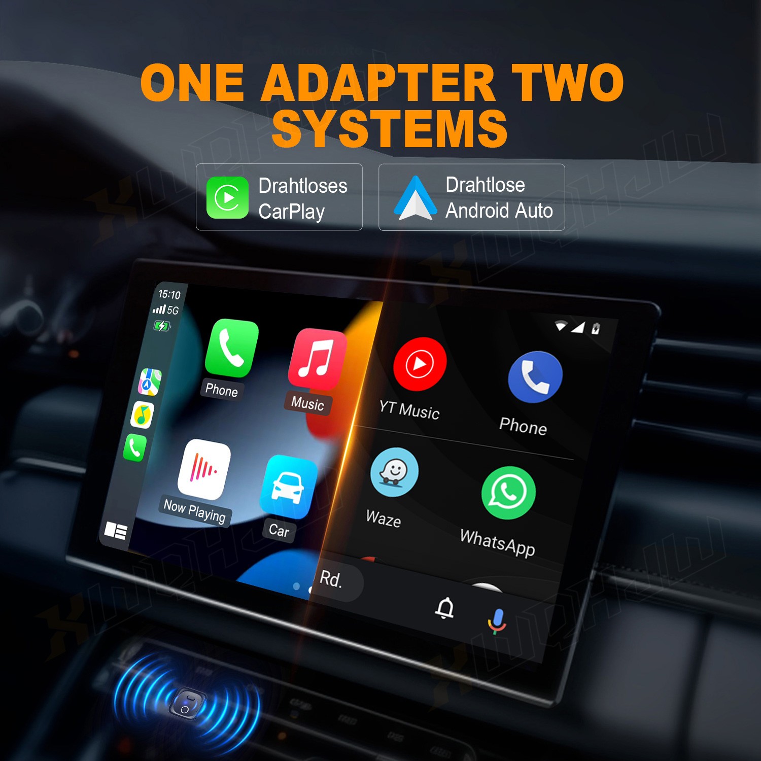 2in1 Wireless CarPlay Android Auto Adapter for Dodge Charger 2017-2023