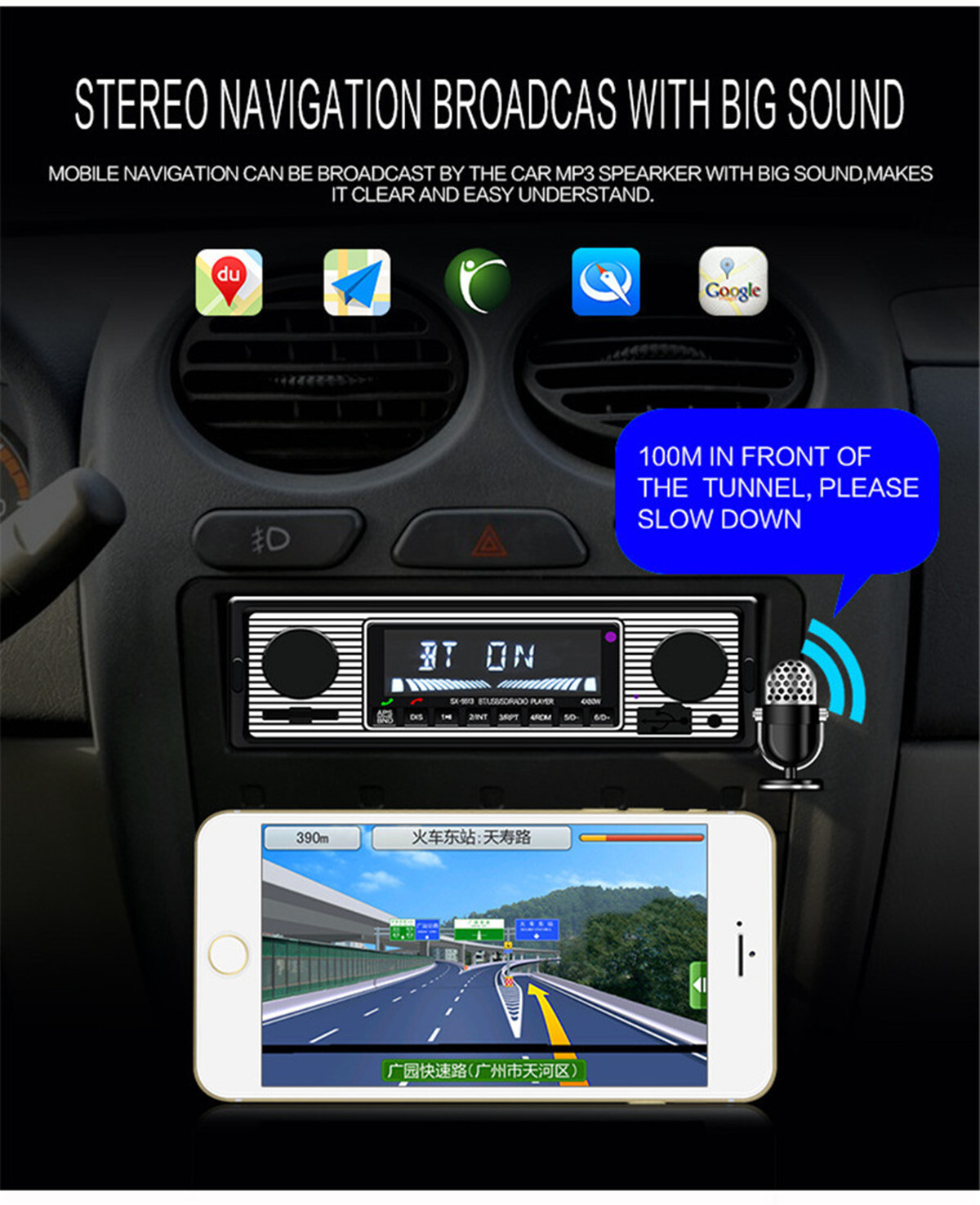 Bluetooth Car FM Radio MP3 Player Vintage USB Stereo Audio Receiver AUX In-Dash