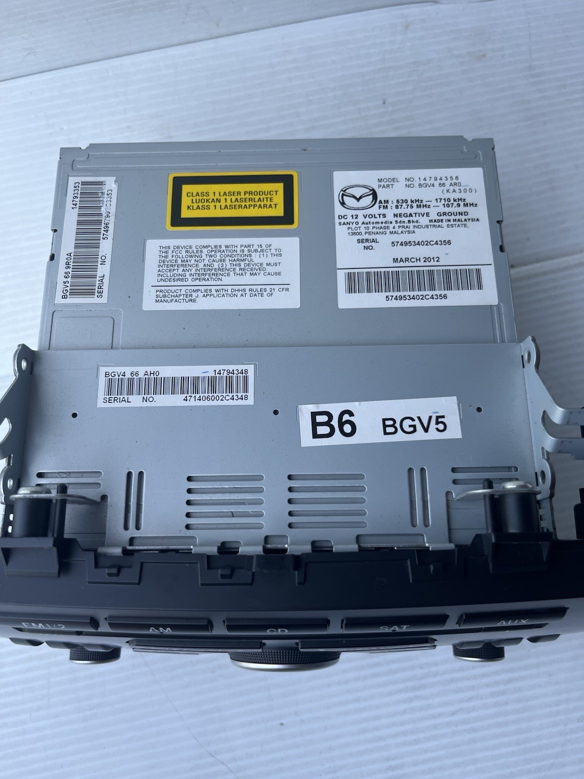 2010-2013 MAZDA 3 RADIO AUDIO AM/FM/CD SINGLE DISC PLAYER RECEIVER OEM
