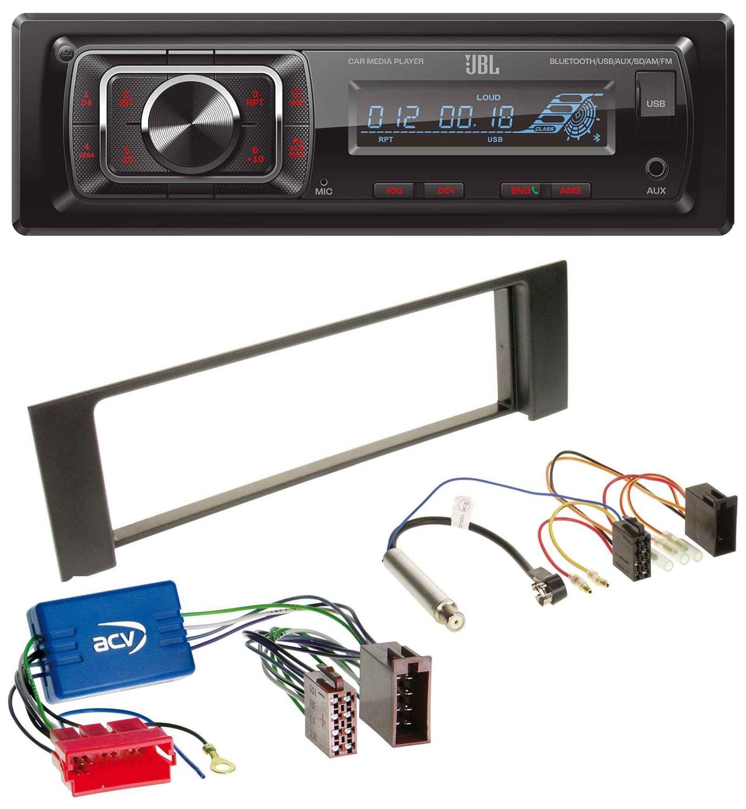 JBL SD AUX MP3 USB Bluetooth Car Stereo for Audi A4 B6 00-04 Active System Mini ISO