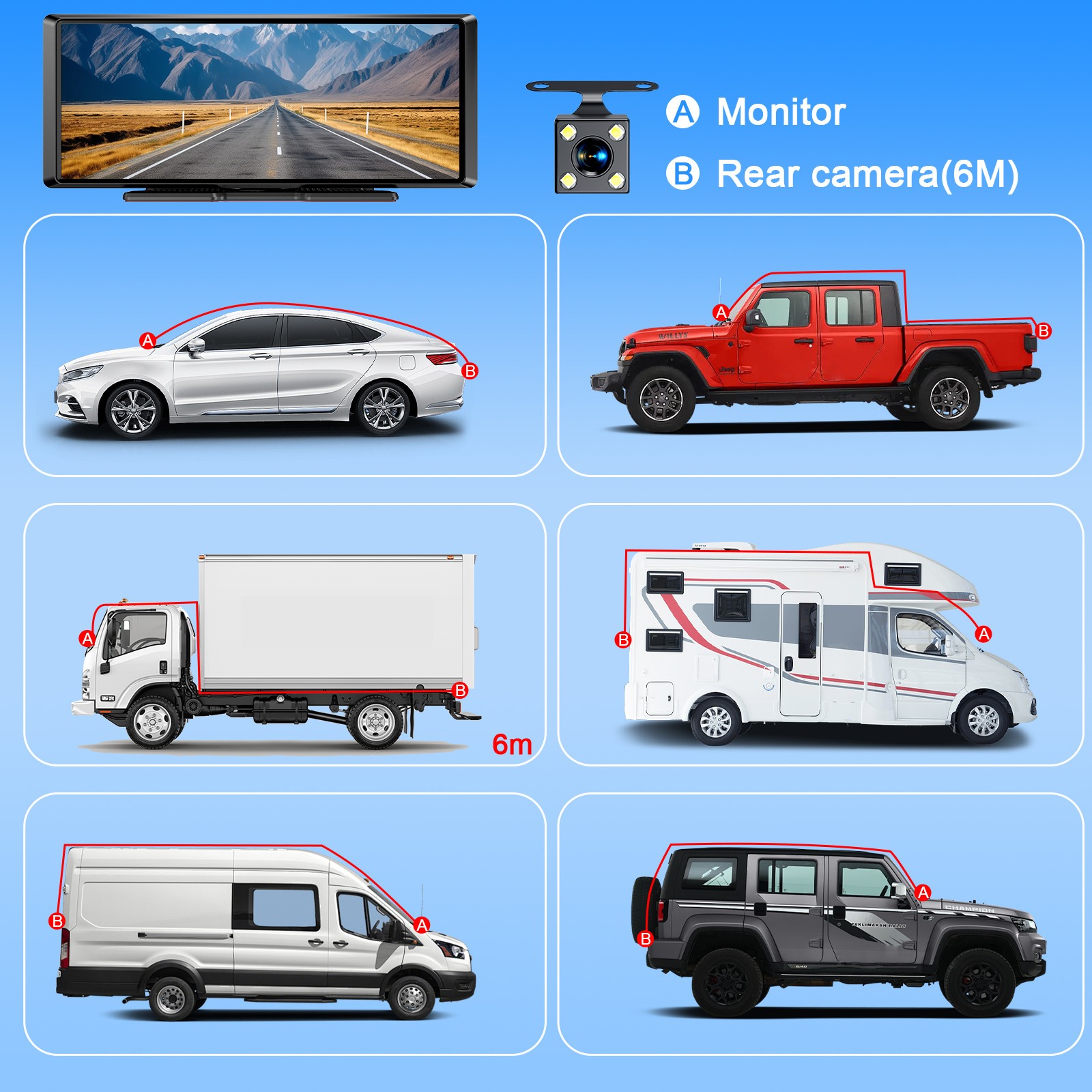 8.1″ Large Screen Portable Carplay Android Auto With Cam Car Stereo SAT NAV BT