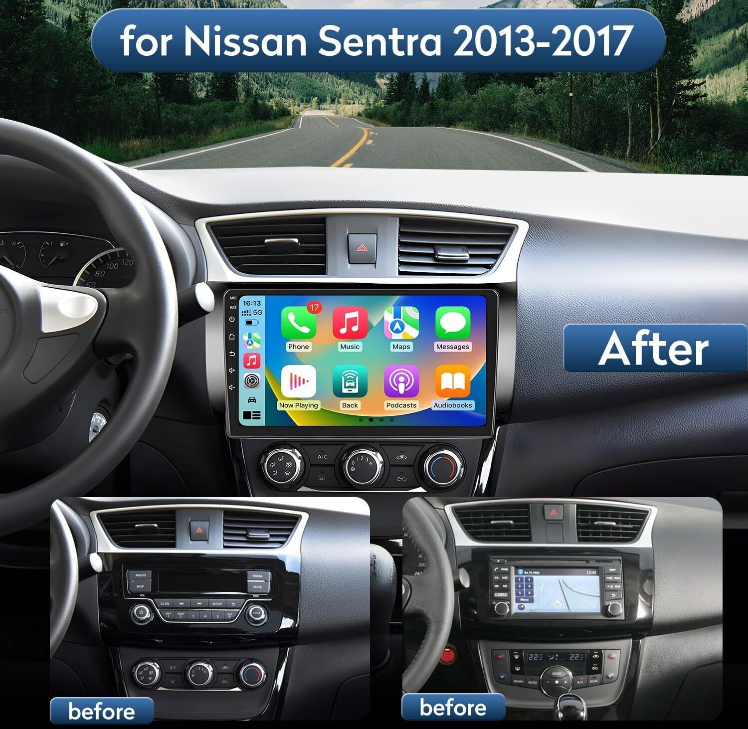 For 13-17 Nissan Sentra Sylphy Car Stereo Radio Android 12 Carplay GPS NAVI WIFI