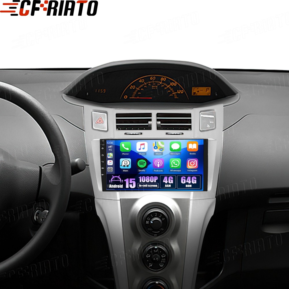 4GB+64GB Carplay Android 15 For Toyota Yaris 2007-2011 Car Radio Stereo GPS Navi