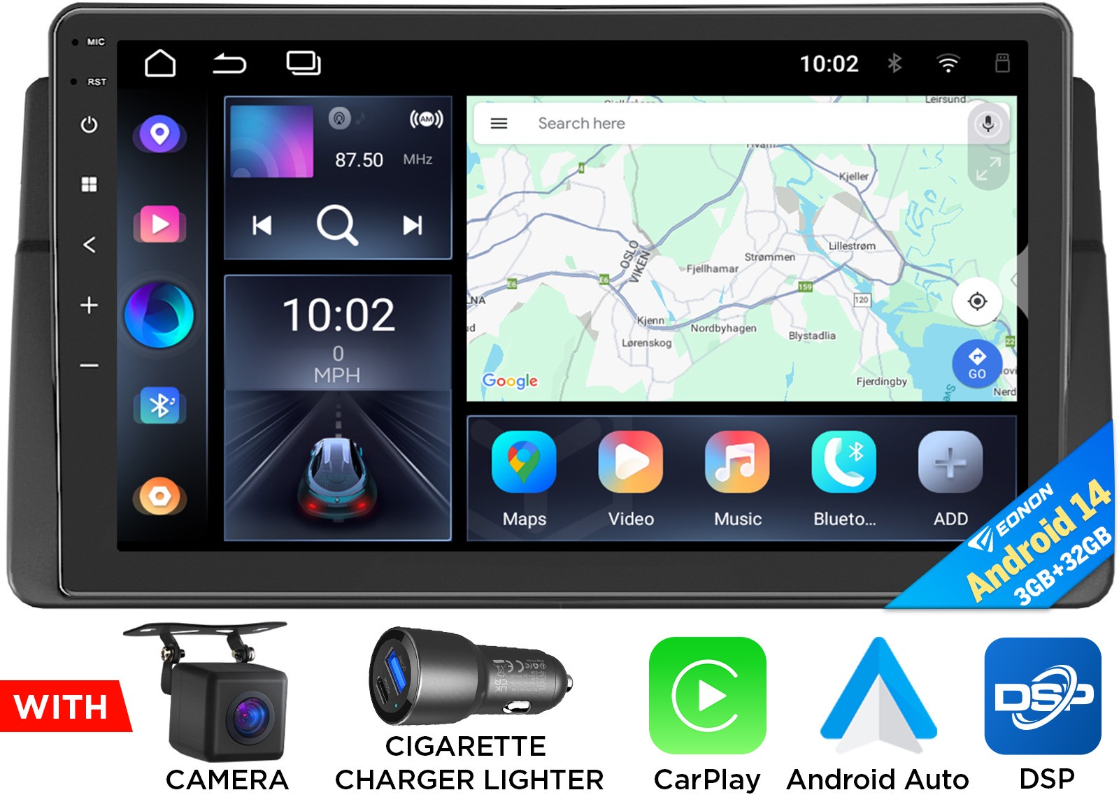 9″ IPS Android Auto 14 Car GPS for BMW E46 M3 Radio Wifi Stereo CarPlay DSP +Cam