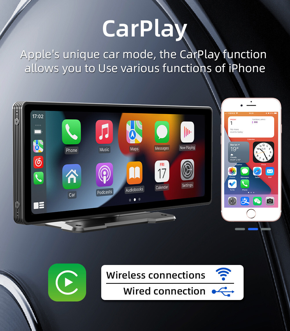 Stereo Radio MP5 Player Touch Screen BT For Wired Wireless CarPlay Android Auto