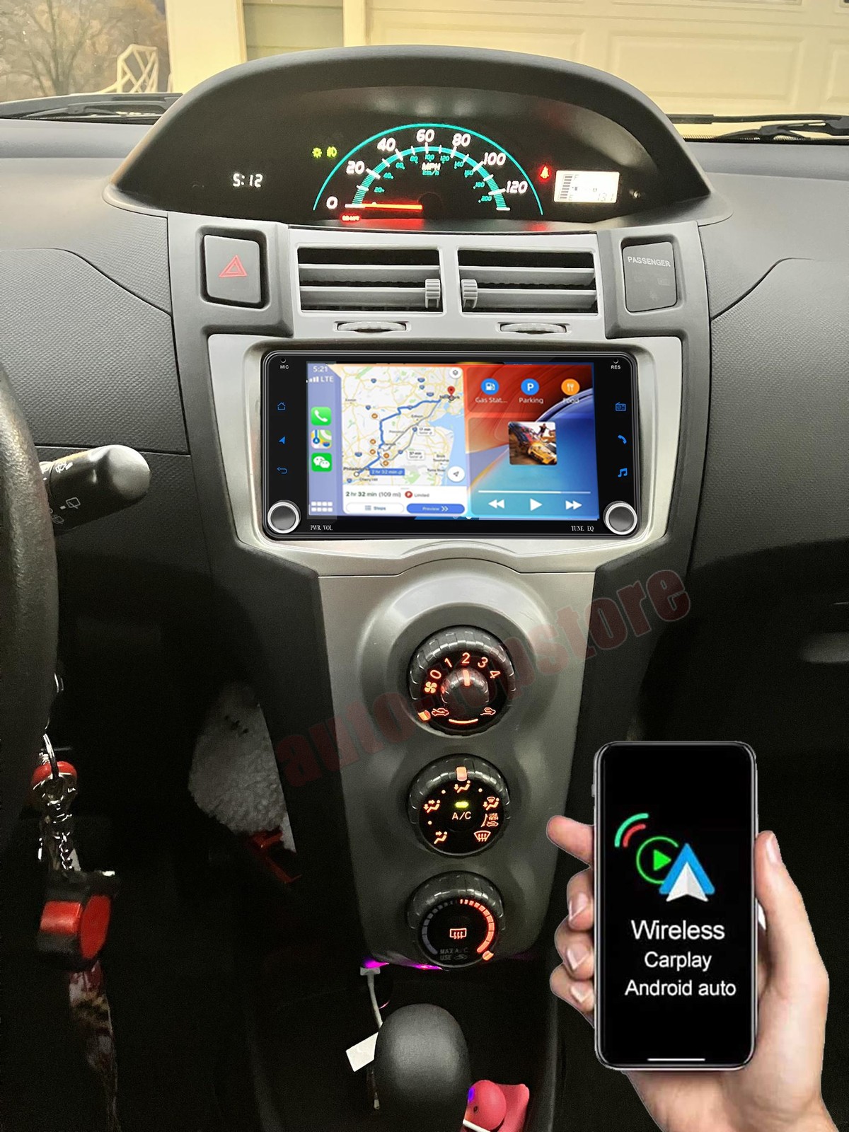 Android 15 Navi CarPlay Car Stereo Radio GPS 4GB+64GB For 2007-2011 Toyota Yaris
