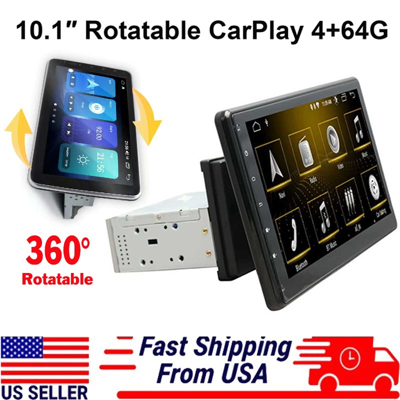 Universal Single Din Stereo 10.1inch Android Rotatable CarPlay 4+64G-2026 New