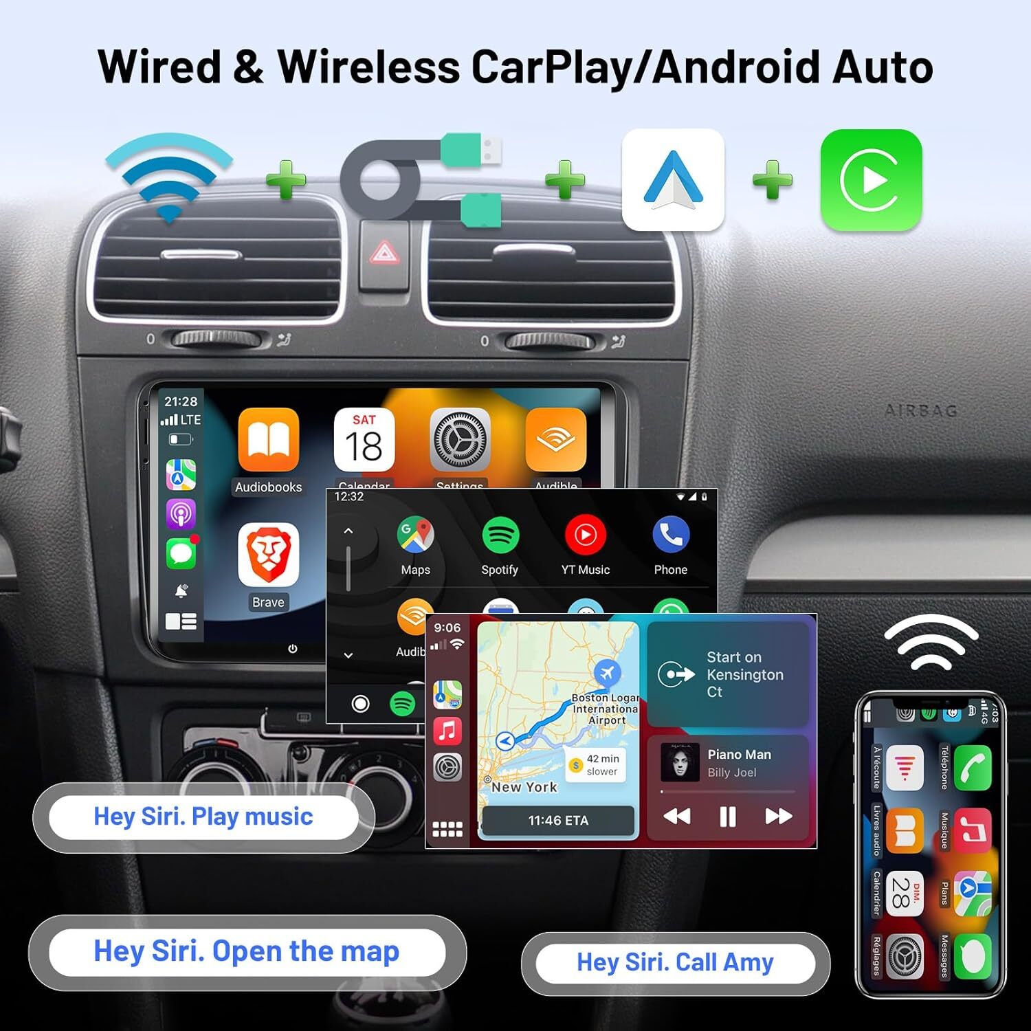 9″ Carplay Android 13 Car Stereo Radio GPS WiFi For VW Volkswagen Jetta 2006-15