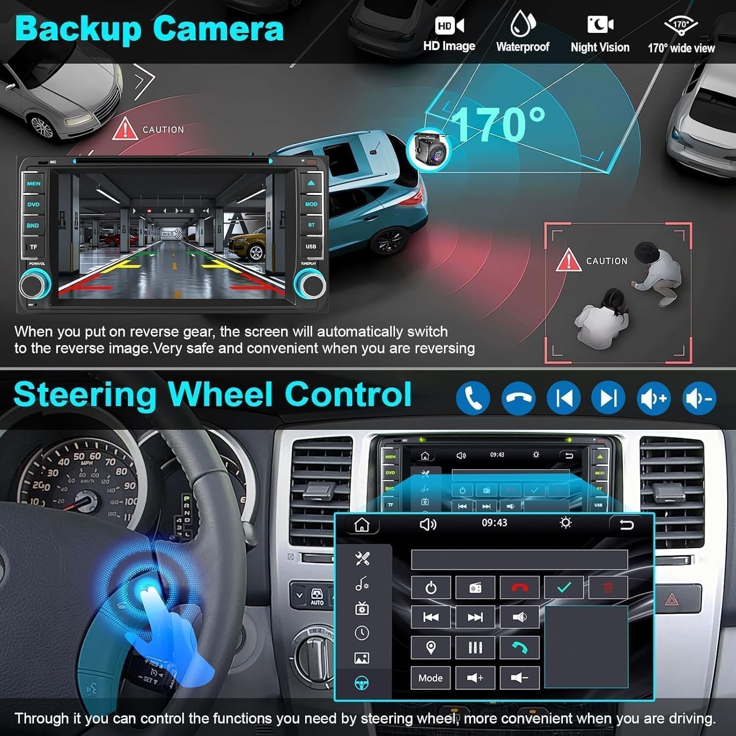 7” Car Stereo CarPlay with CD/DVD Player for Toyota 4Runner, Tundra & Sequoia