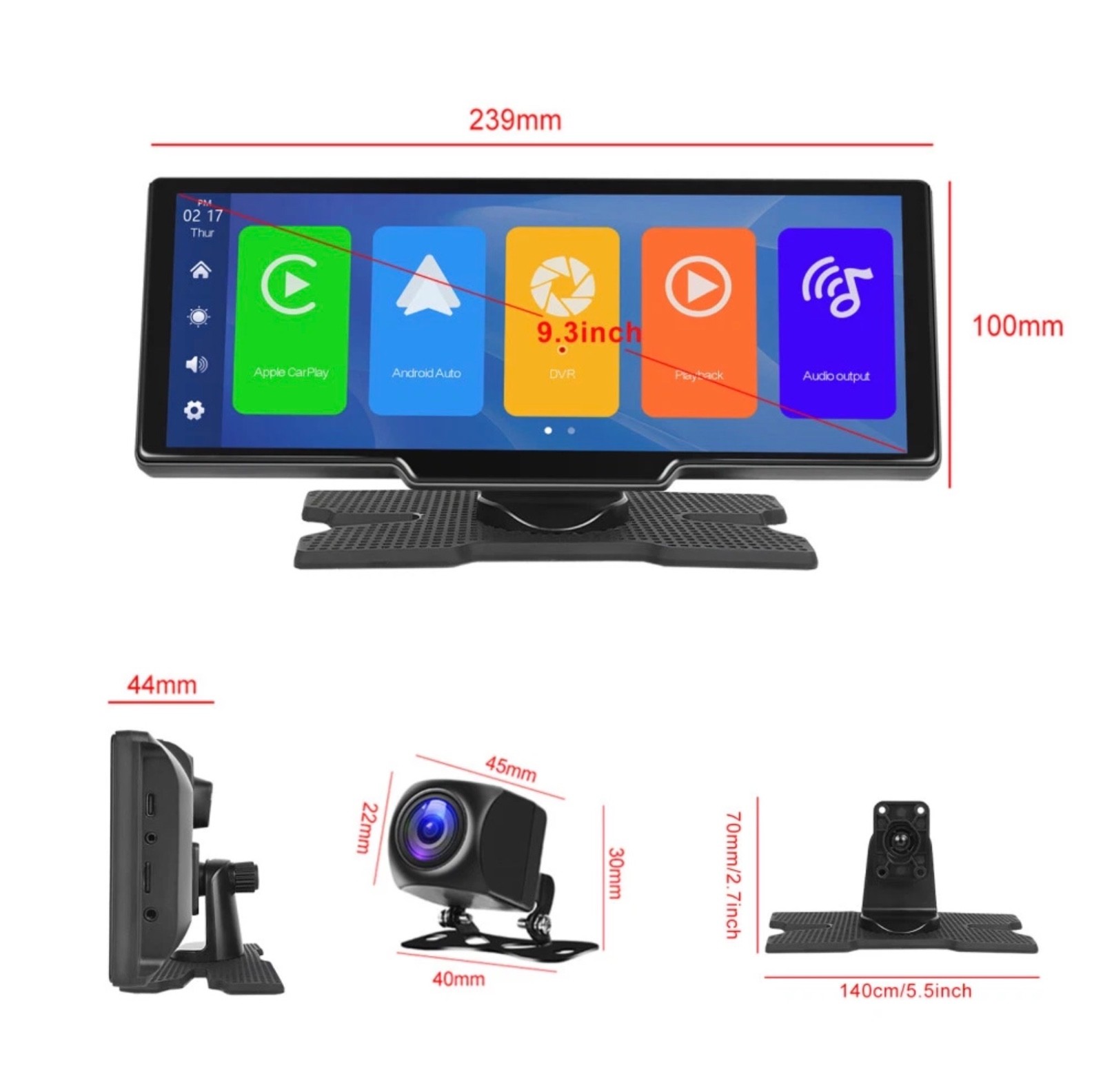 Touch Screen Wireless Apple CarPlay Android Auto DVR Dash Cam And Reverse Camera