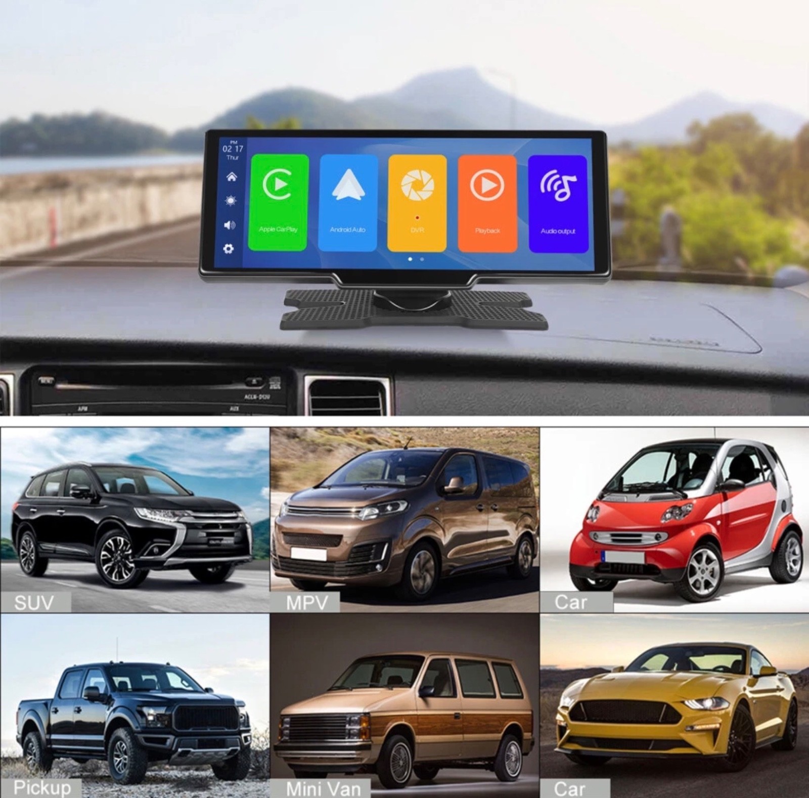 Touch Screen Wireless Apple CarPlay Android Auto DVR Dash Cam And Reverse Camera