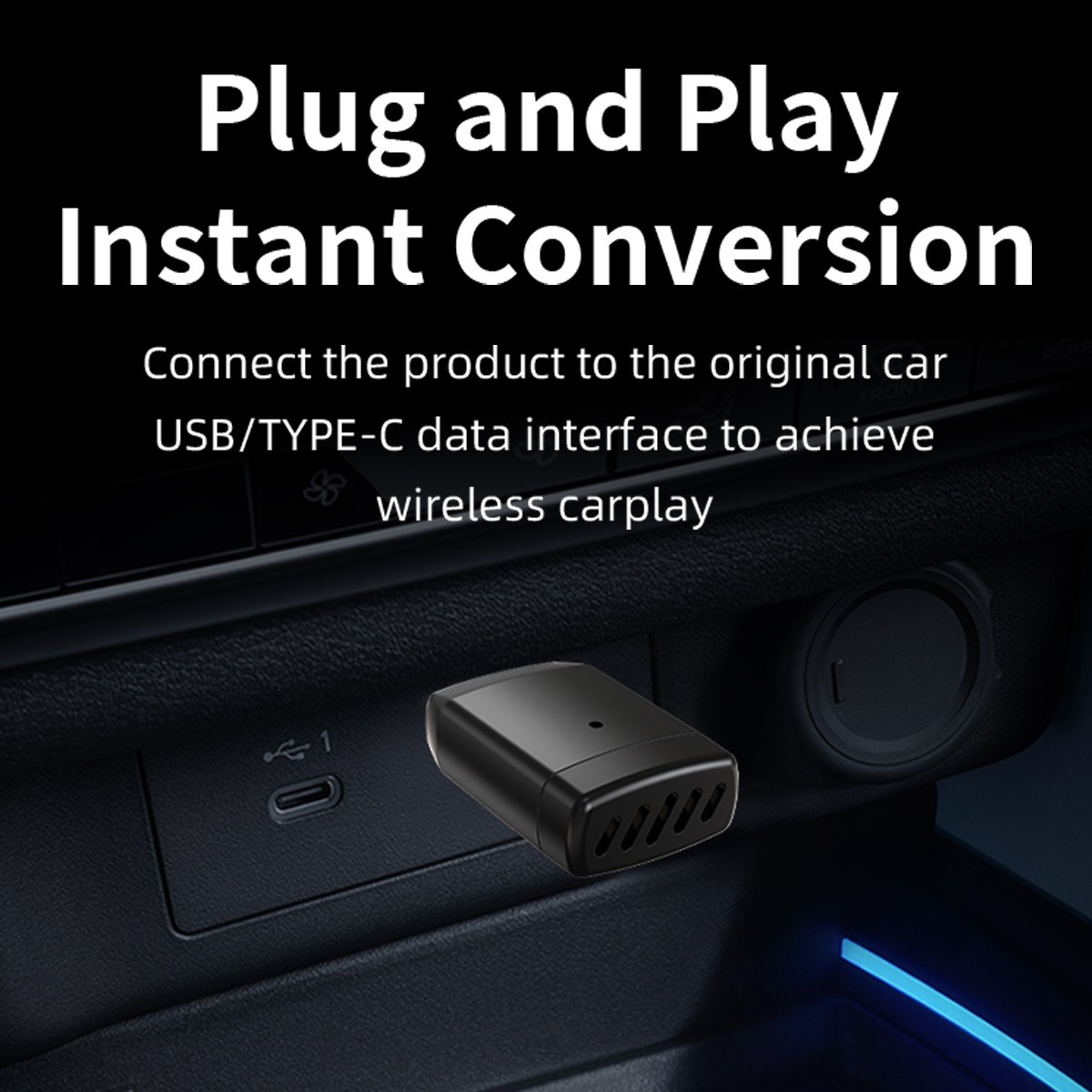 2-in-1 TrolinkTek Wireless CarPlay/Android Auto Adapter USB Plug&Play Dongle US