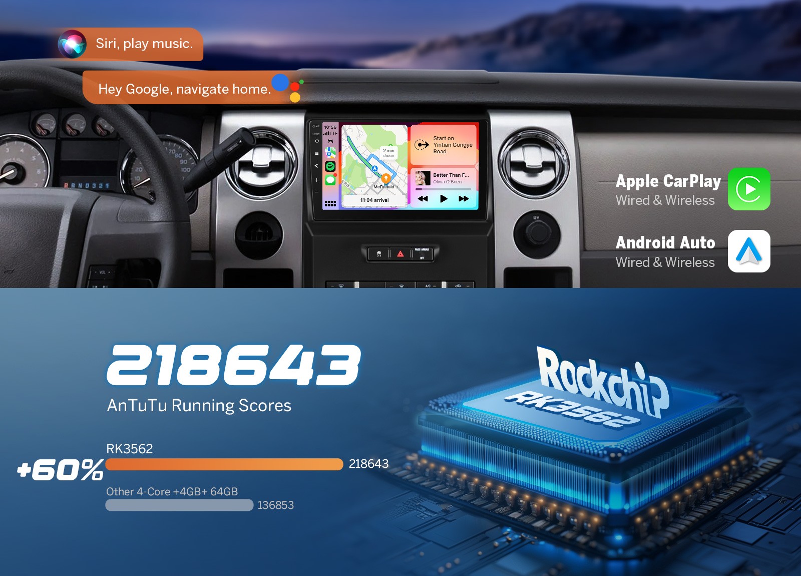 For 2009-2014 Ford F-150 9″ Android 14 4+64 Car Radio Stereo CarPlay Plug & Play
