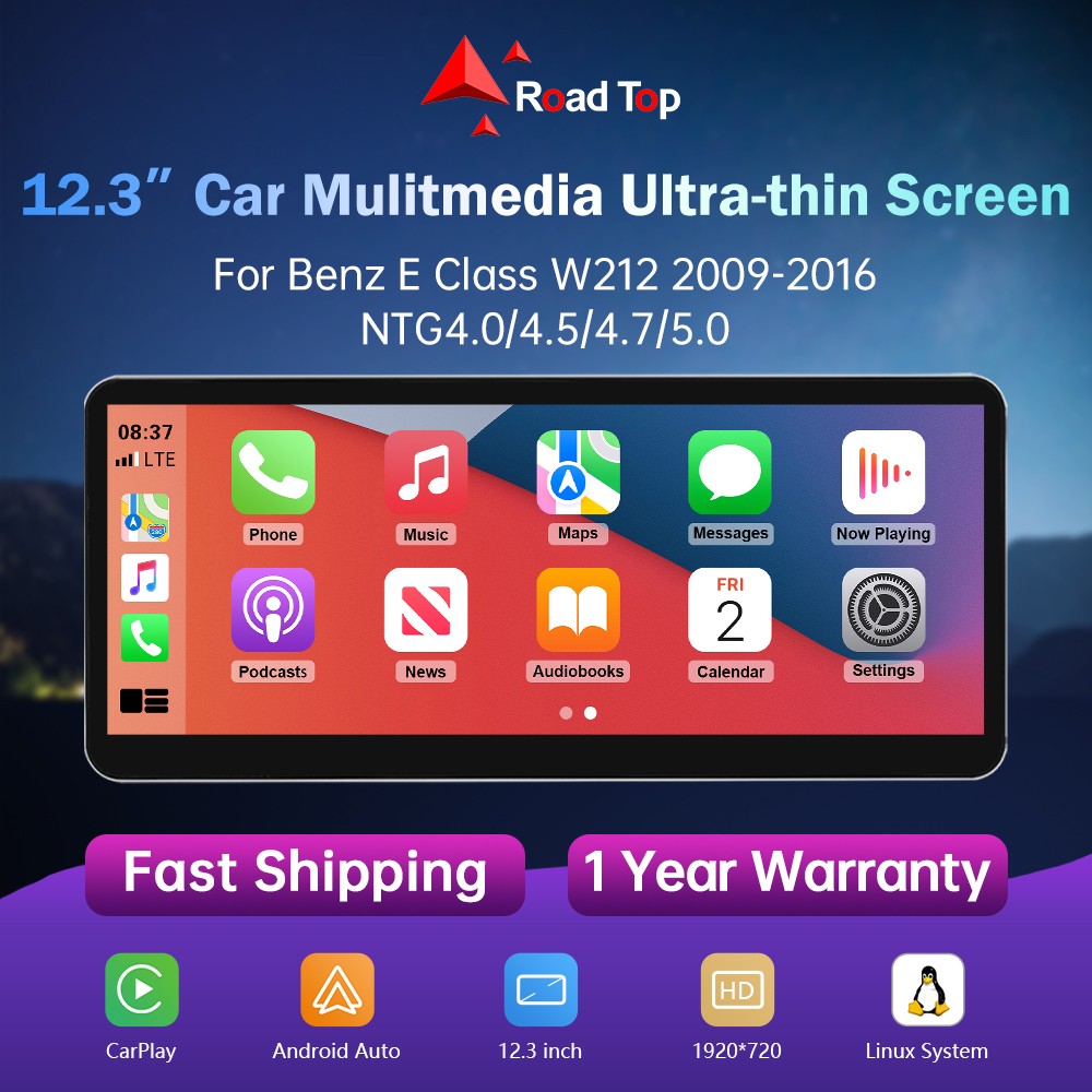 Ultra-thin 12.3”Wireless Carplay Touchscreen For Benz E Class W212 2009-2016