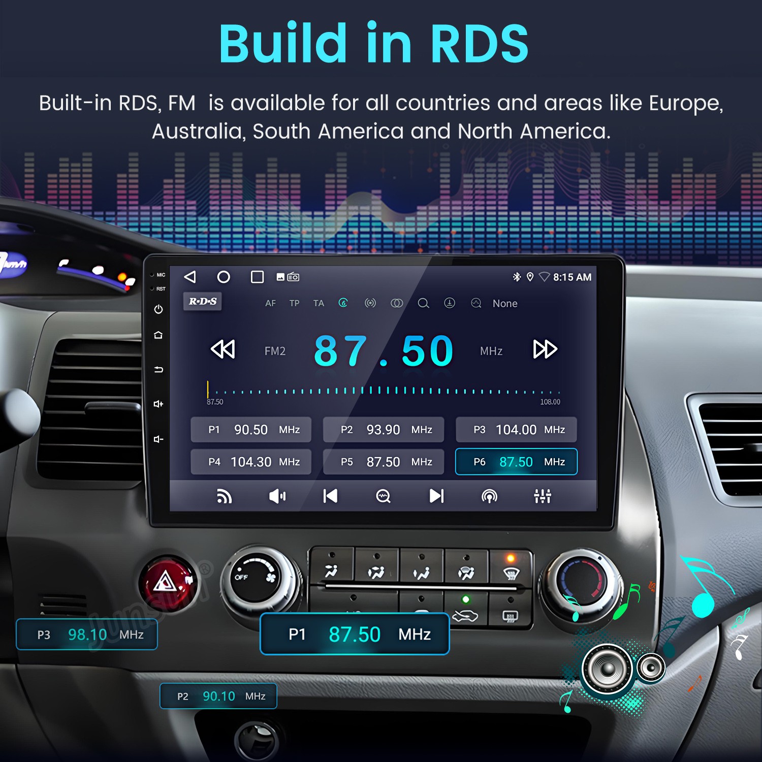 8Core 6+128G Android15 Carplay Car Stereo Radio GPS Navi For Honda Civic 06-2011