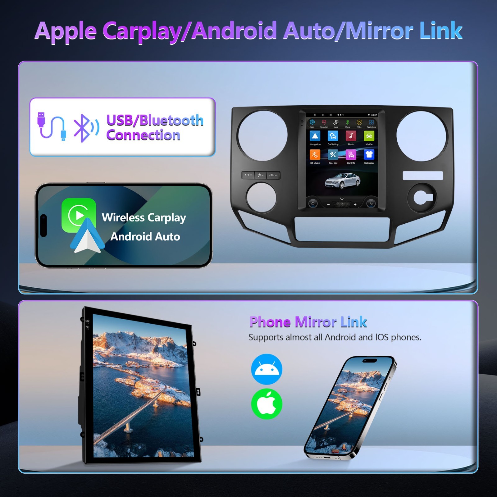 64G Apple Carplay For 2008-2016 Ford F-250 F-350 Super Duty Car Stereo GPS Radi