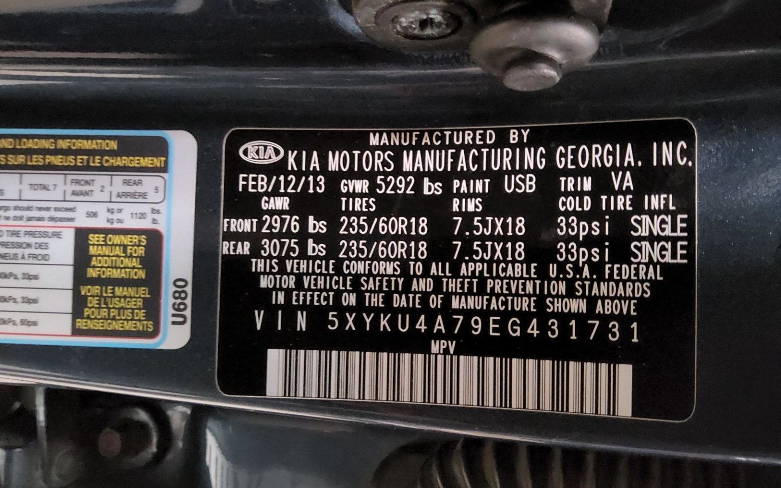 Kia Sorento 2014 Radio/CD/Stereo Head Unit 233K mi. Used 5497