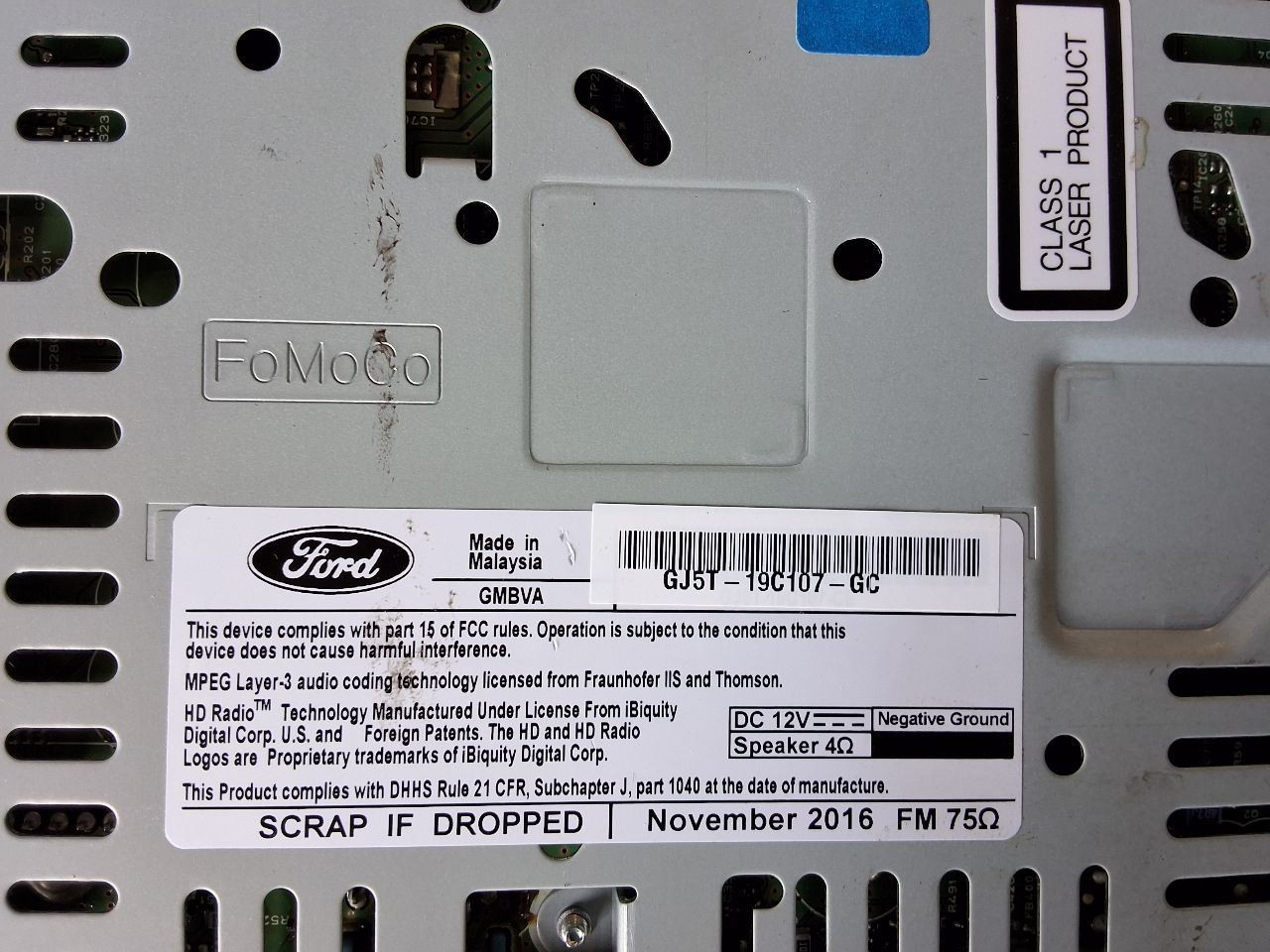 2017-2019 Ford ESCAPE Radio Receiver AM-FM-CD-MP3 ID GJ5T-19C107-GB