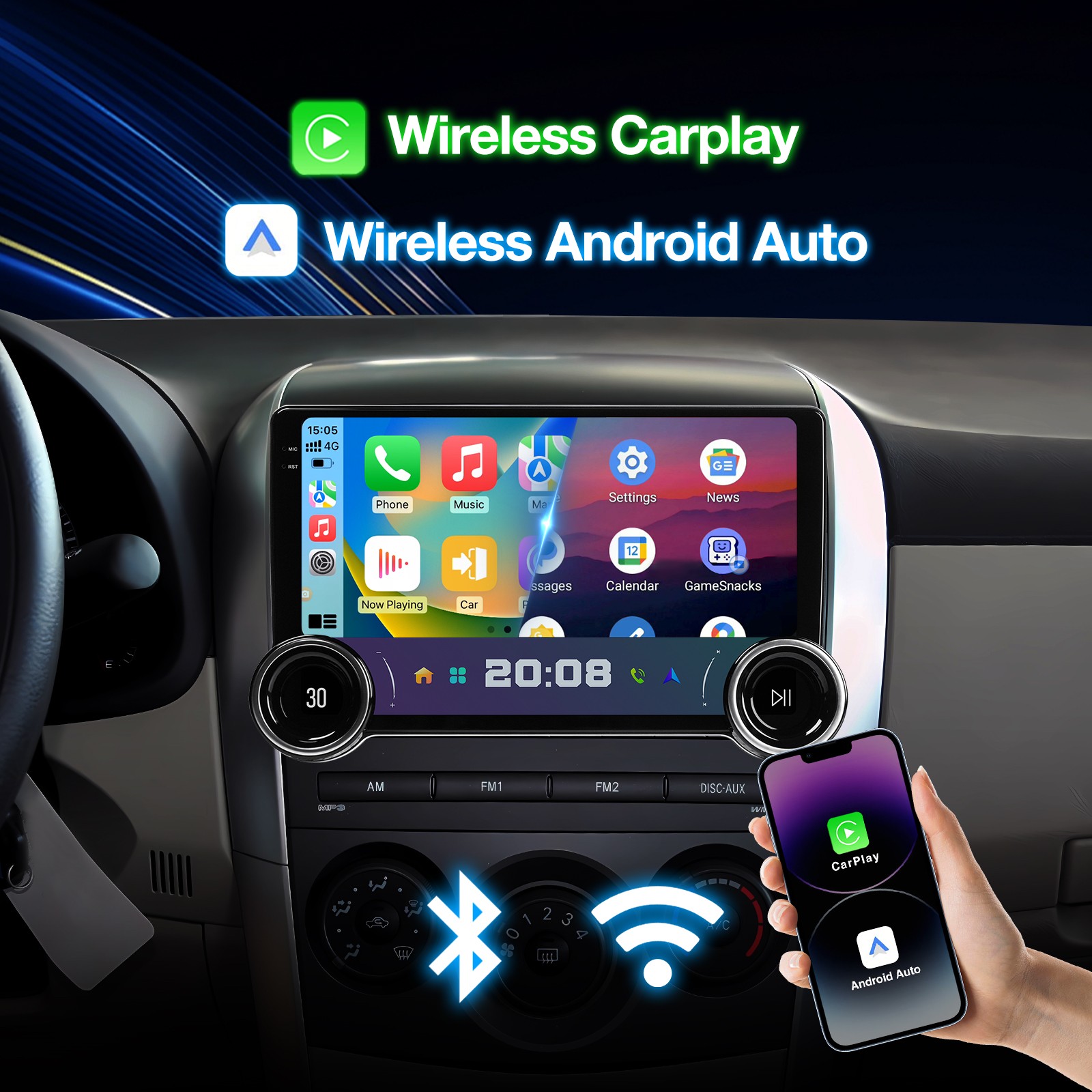 Single 1DIN 10.1″ Android Car Headunit Stereo Radio GPS WIFI BT Carplay
