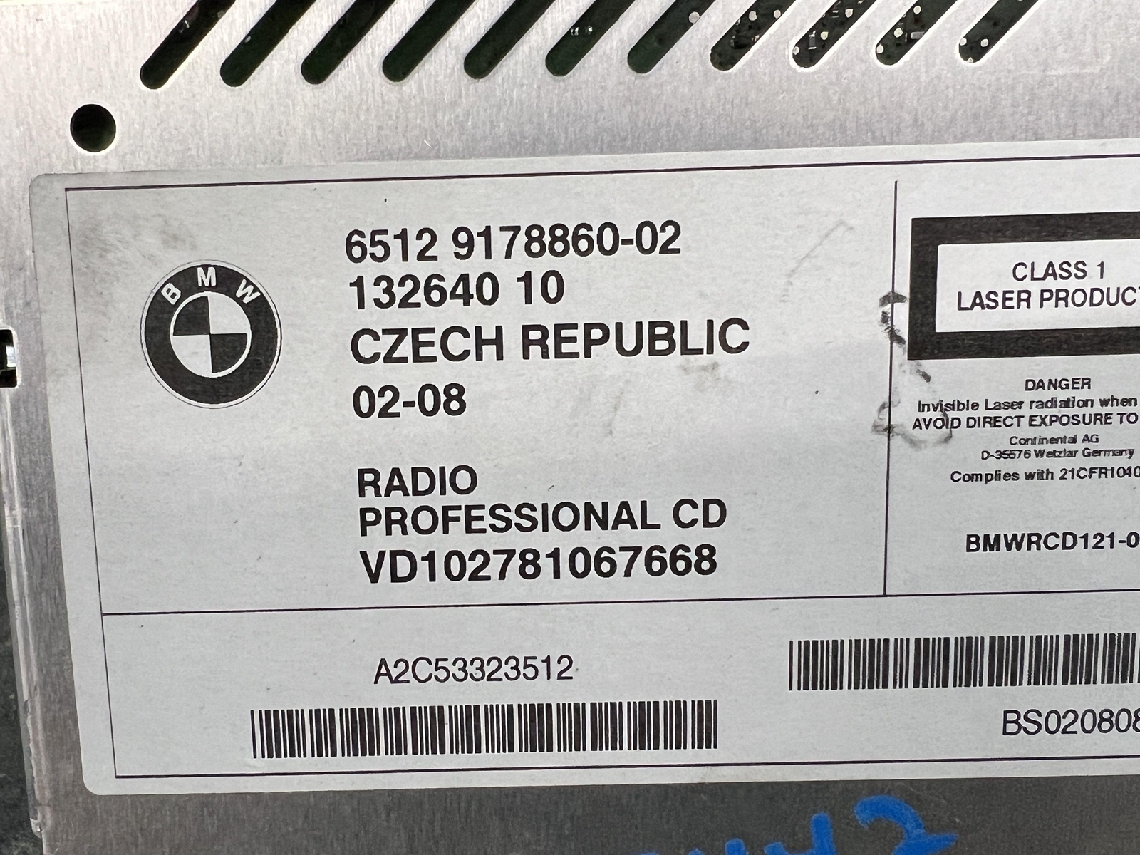 08-09 BMW 135I AM FM CD PLAYER RADIO STEREO RECEIVER ID 65129178860