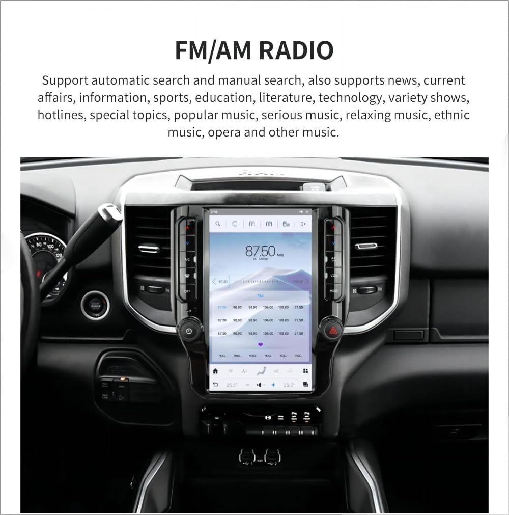 Car Radio for Dodge Ram 1500/2500/3500 (2019-2023) Stereo Upgrade 12 inch