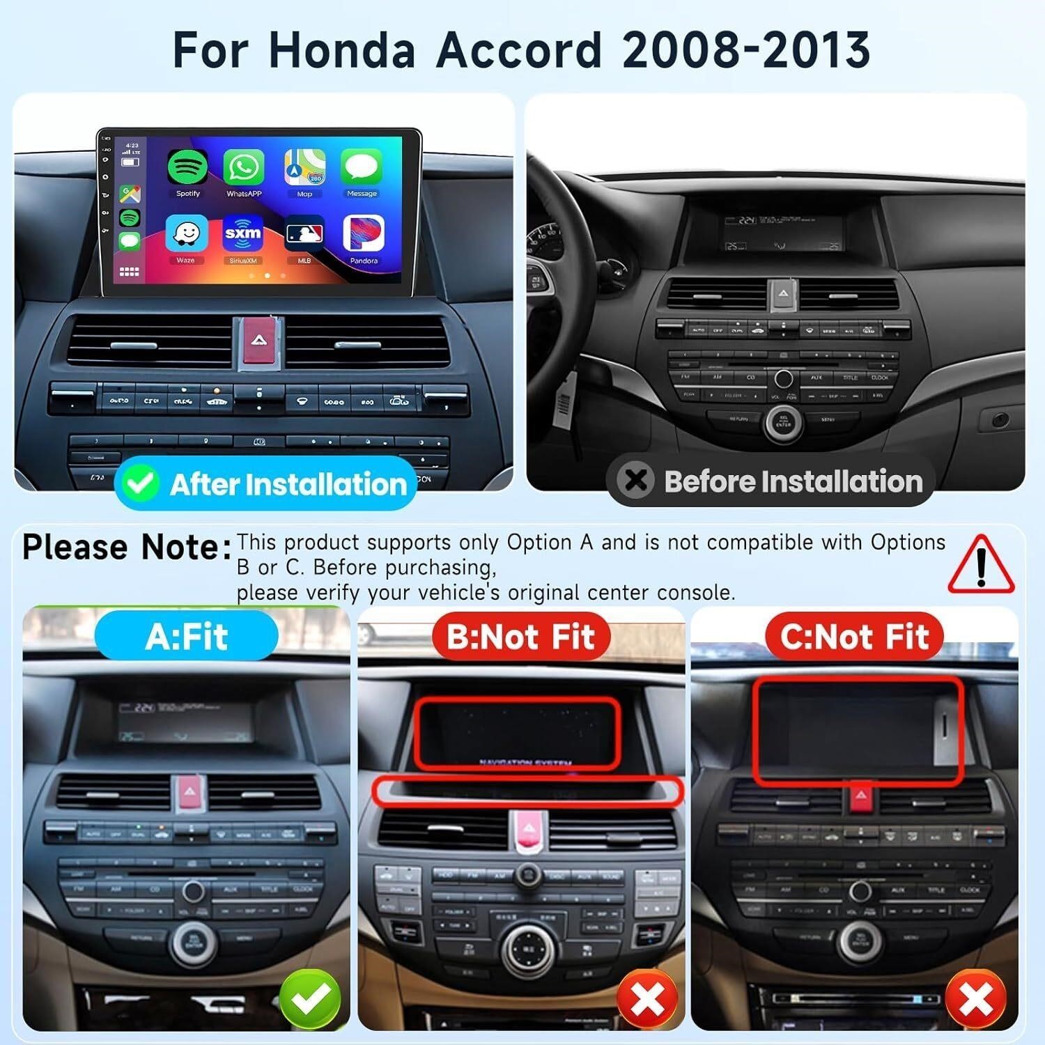 10.1in Android Auto/Carplay Stereo/Radio for 2008-2013 Honda Accord