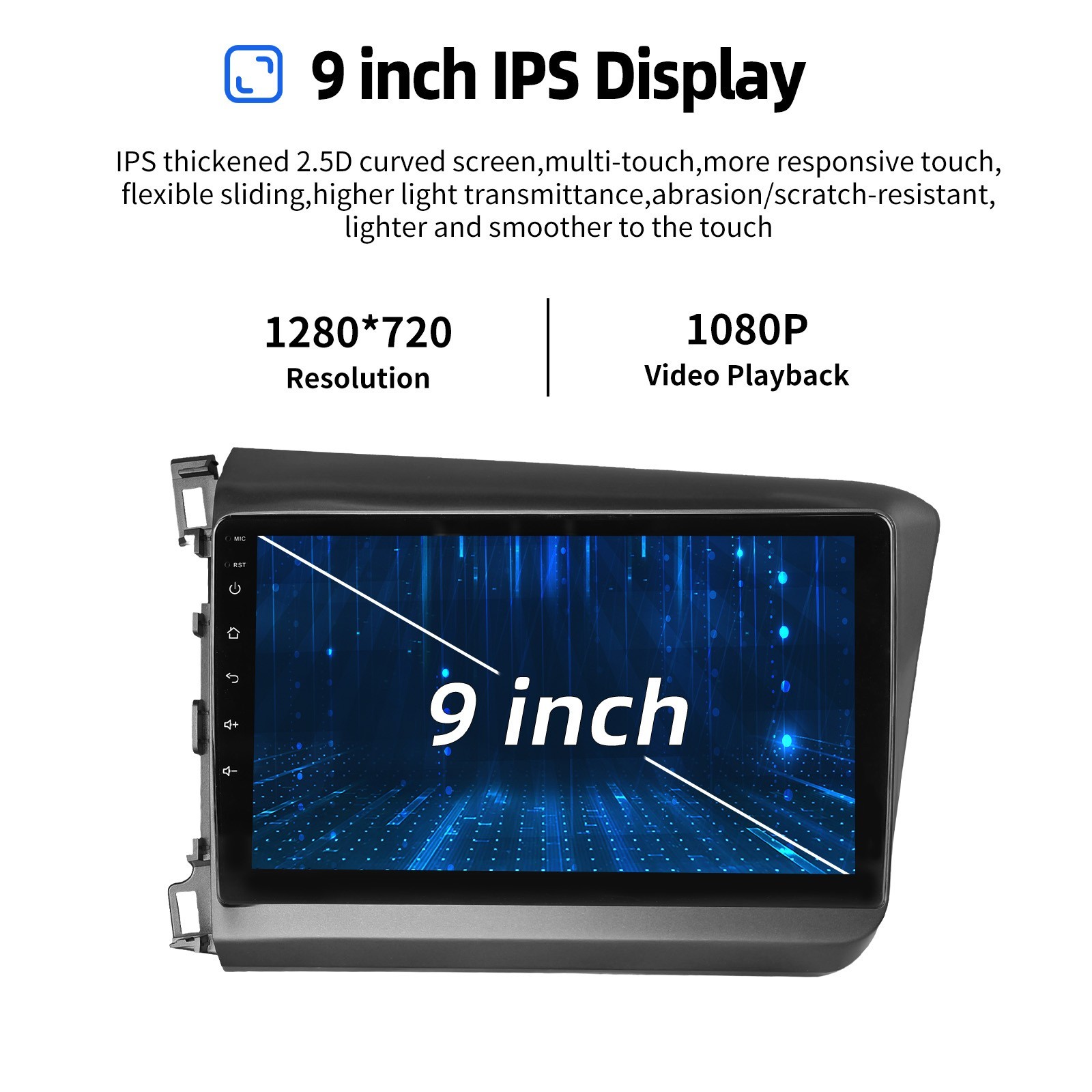 For Honda Civic 2012 Android 15 Carplay 9 inch Car Stereo WIFI GPS Navi 4+64G BT