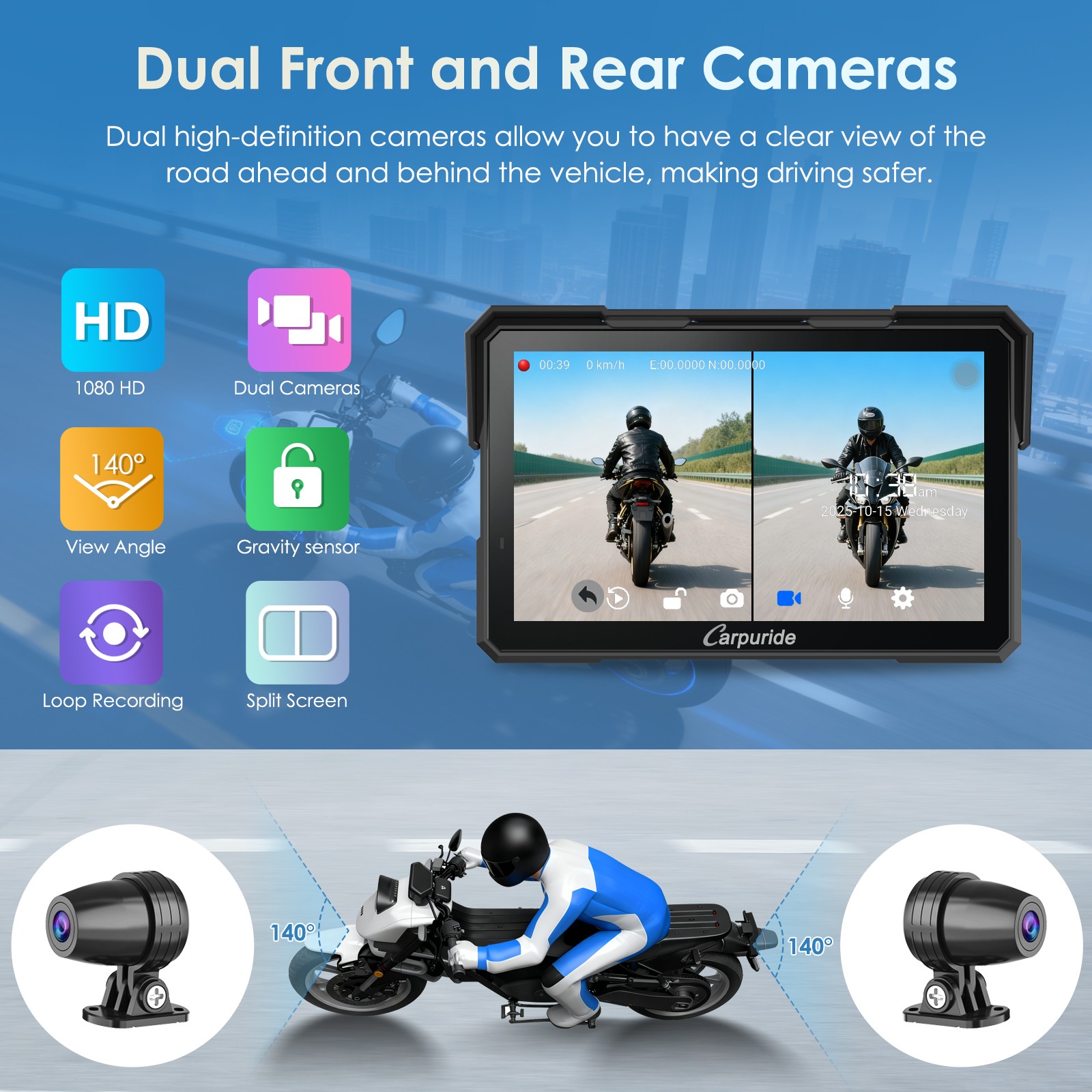 Carpuride W702 Plus Wireless Moto Stereo Install Apps Built in GPS Dual Cameras