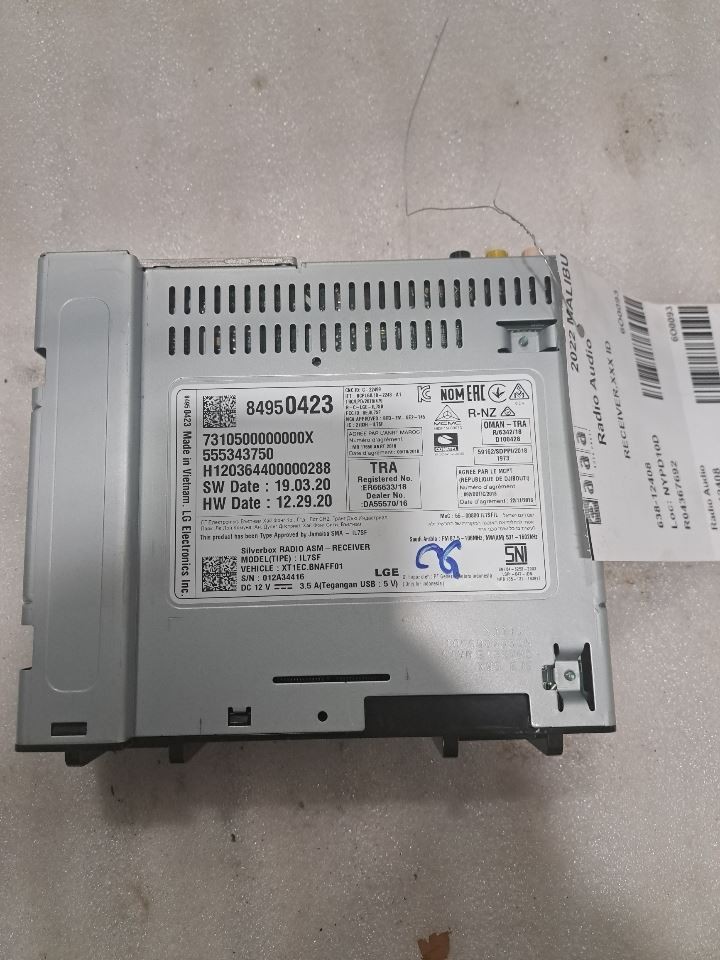 2022 Malibu Stereo Radio Receiver,84950423 Sku#4367692
