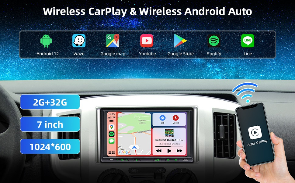 7” Universal 2Din Radio Stereo CarPlay 2+32GB GPS Navigator DSP/EQ BT +Camera