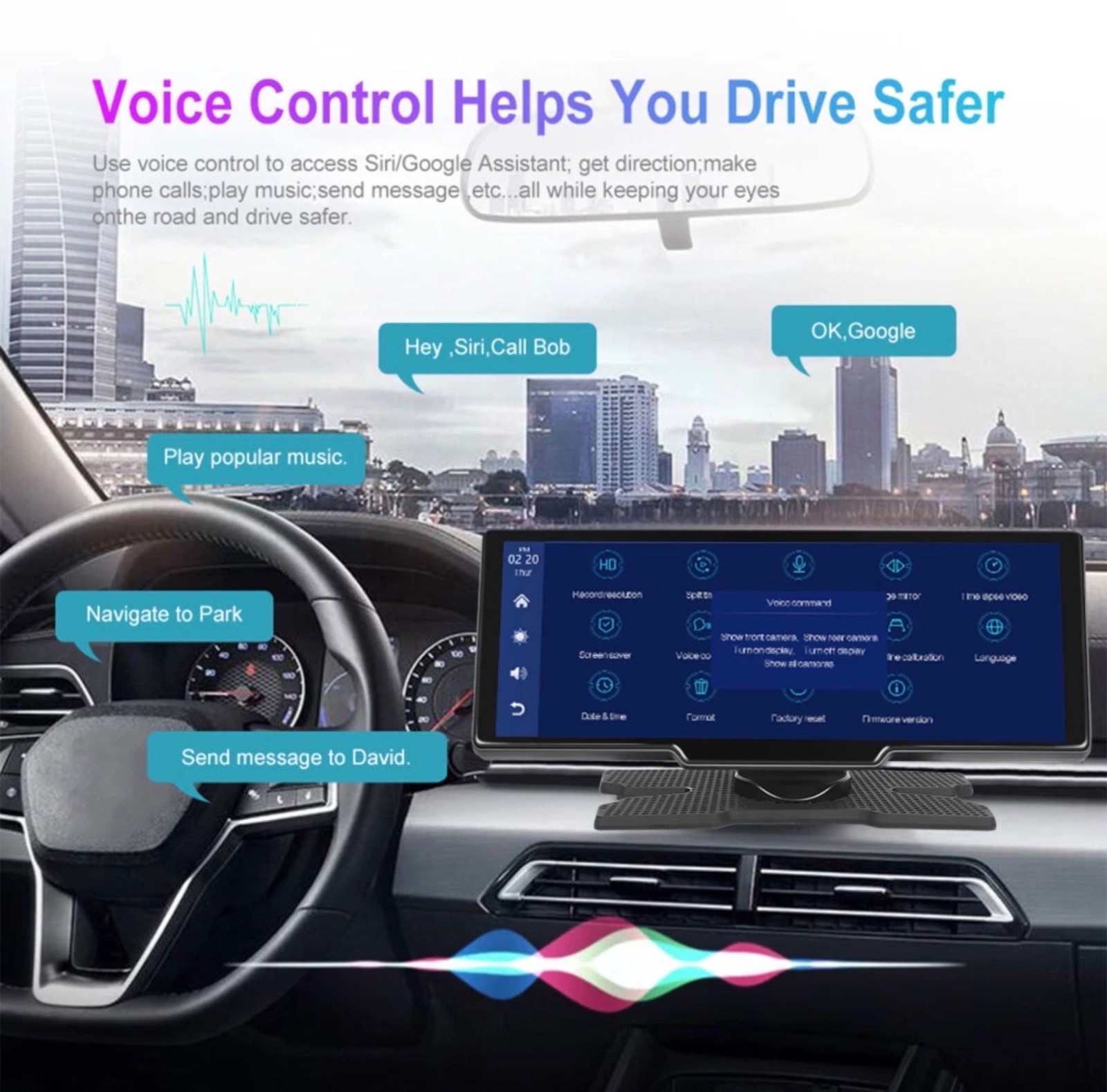 Touch Screen Wireless Apple CarPlay Android Auto DVR Dash Cam And Reverse Camera