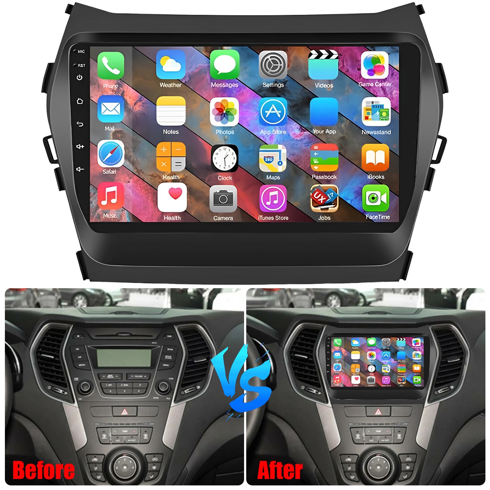 Carplay Android 13 For 2013-2018 Hyundai Santa Fe Sport Car Radio Stereo GPS DSP