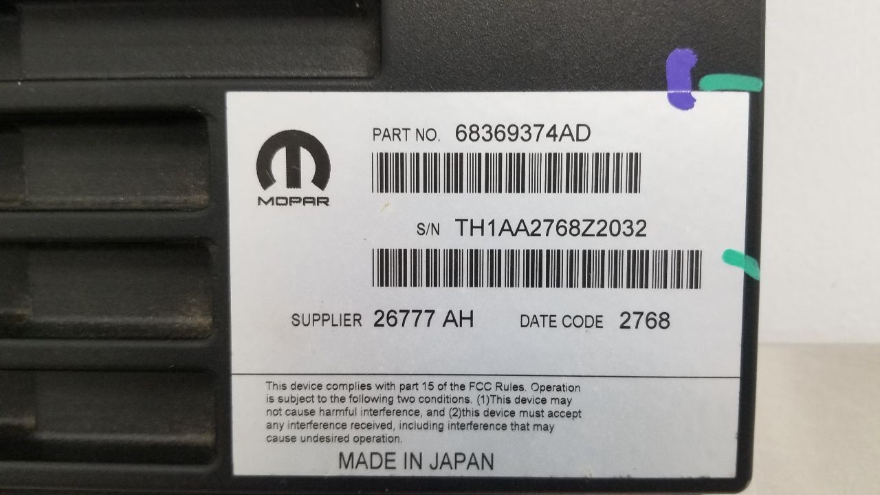 19 DODGE RAM 1500 NEW BODY RADIO AUDIO AMP AMPLIFIER 19 SPEAKER 68369374AD