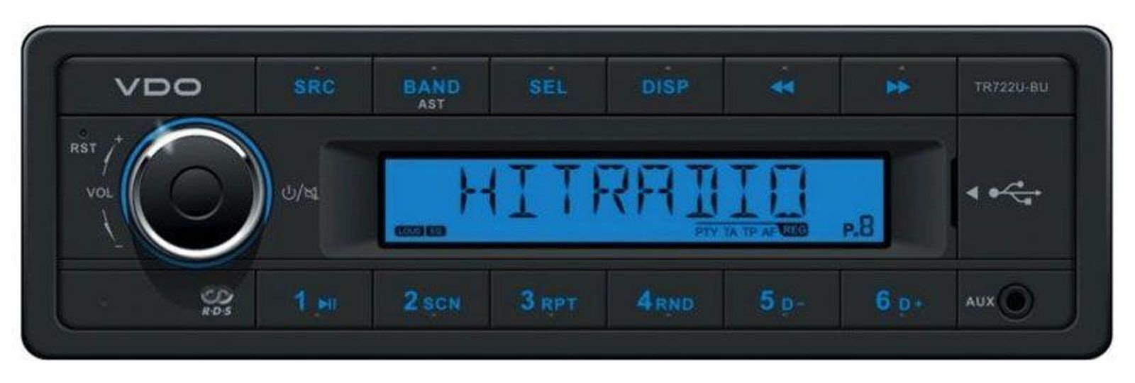 VDO TR722U-BU 24 Volt – MP3 Car Stereo with USB / AUX-IN