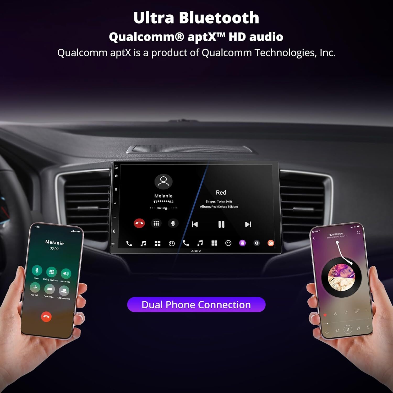 Wireless CarPlay/Android Auto Car Stereo 7″ QLED HD Touchscreen GPS, Wi-Fi 8+128