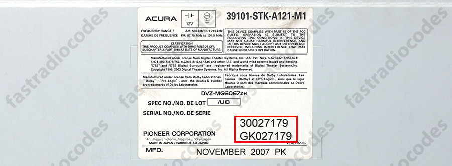 ✅ACURA MDX CAR RADIO NAVI ANTI-THEFT UNLOCKING PIN CODE FOR ALL MODELS✅