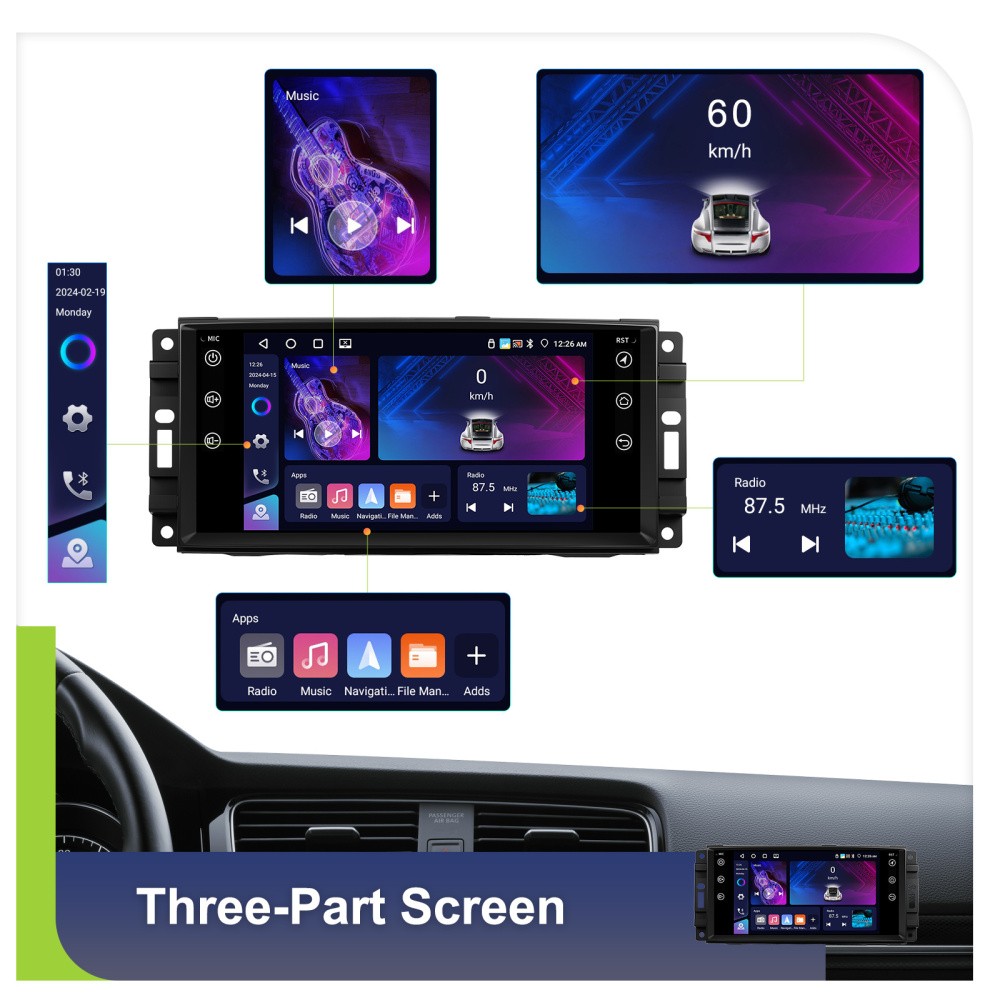 4+64GB For Dodge RAM 1500 2500 2009-2012 Carplay Android 15 Car Radio GPS Stereo