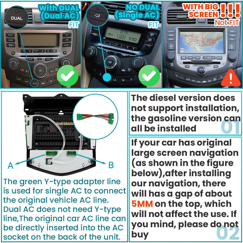 4+64GB Android 15 Car GPS Stereo Radio For Honda Accord 2003 2004 2005 2006 2007
