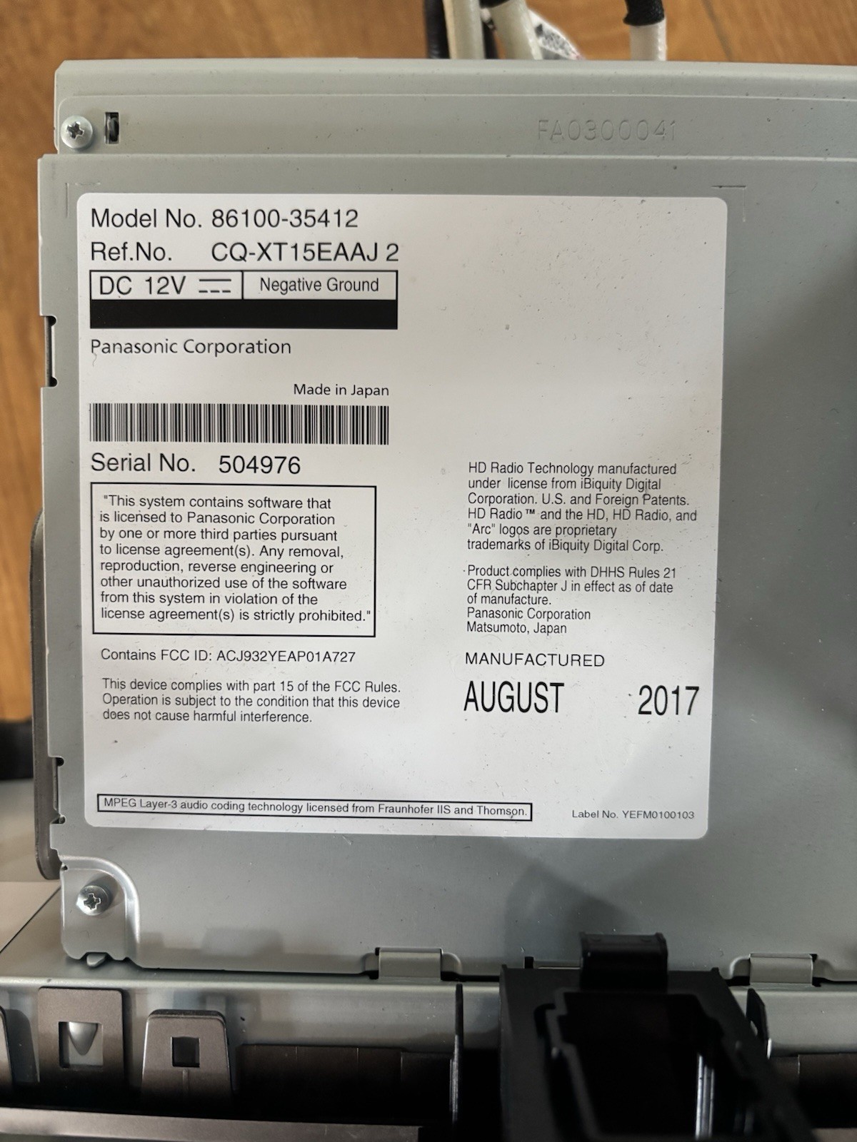Toyota 4Runner OEM Head Unit 5th generation (2014-2019) Model No. 86100-35361