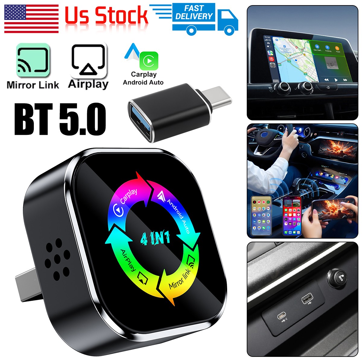 2026 USB Wireless CarPlay Adapter For iPhone Apple Wireless Dongle Plug ＆ Play