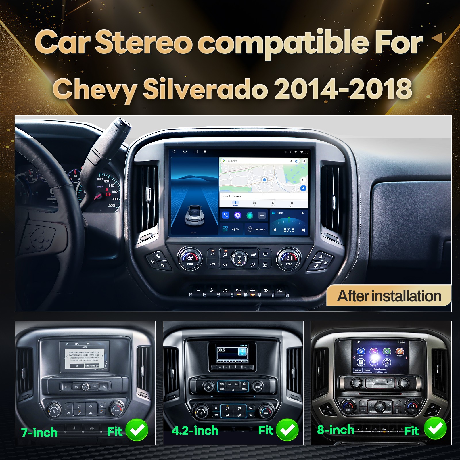 13″ Radio Stereo for Chevy Silverado GMC Sierra 1500 2500 3500 2014-2018 carplay