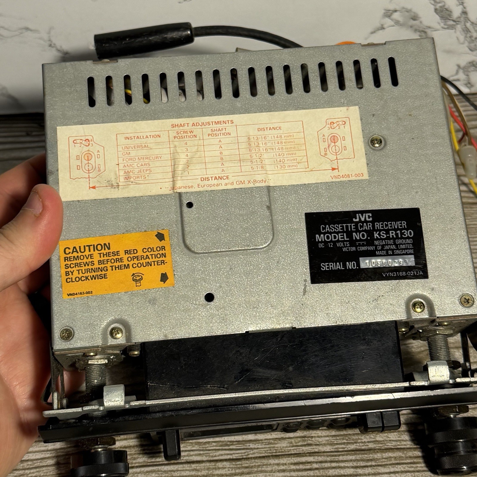 JVC KS-R130 AM/FM Radio Cassette Car Receiver Complete Untested Sold As Is