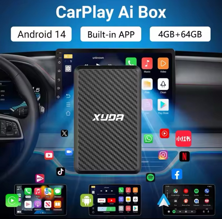 Android 14 AI Box Wireless CarPlay Android Auto 4GB RAM 64GB ROM Plug & Play